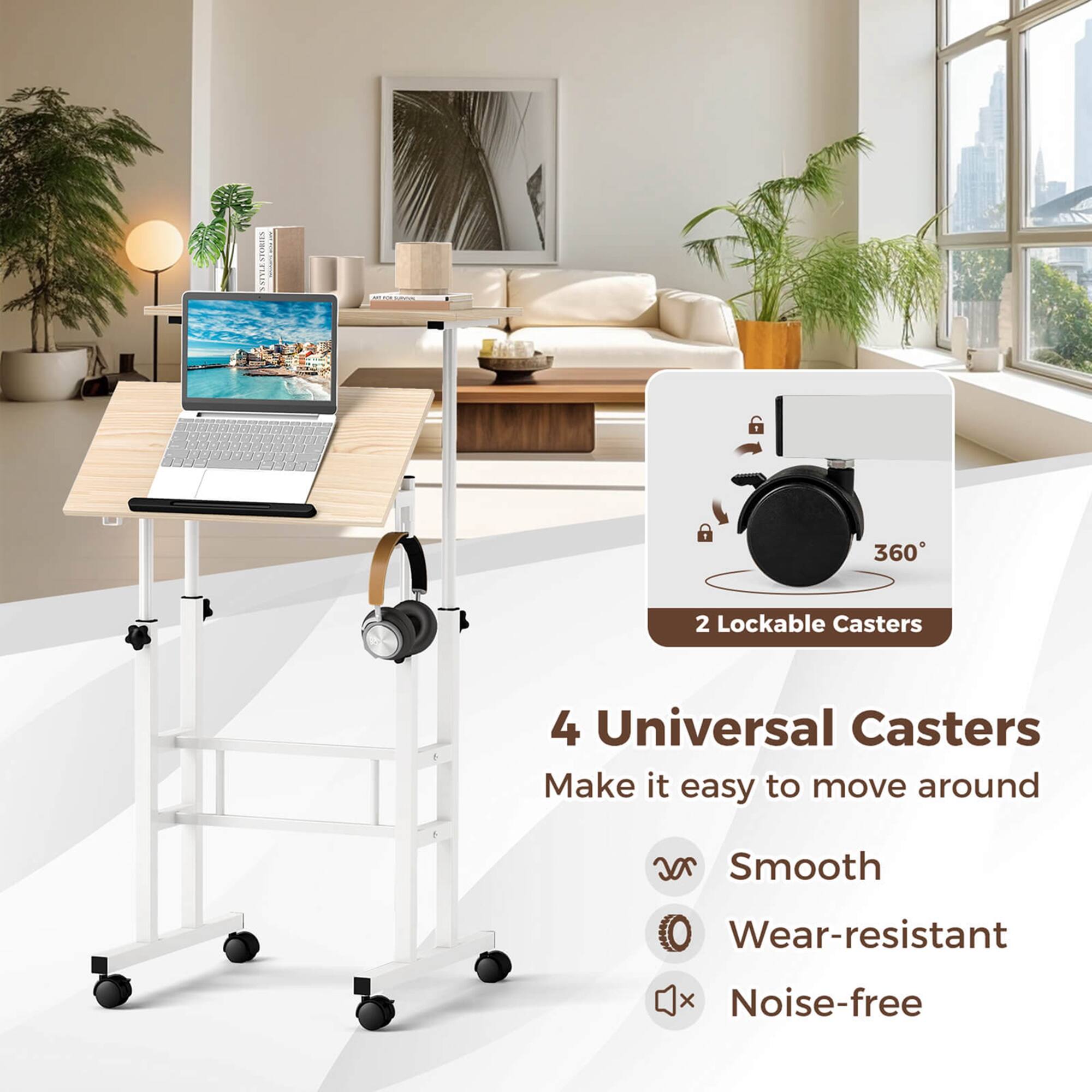 2 Lockable Casters  
4 Universal Casters  
Make it easy to move around  
Smooth  
Wear-resistant  
Noise-free