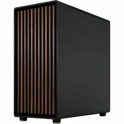 Front. Fractal Design - Fractal Design North XL - Charcoal Black - Tempered Glass, Steel, Wood, Alloy, Faux Leather - 3 ? 140mm Fan(s) Installed - Black.