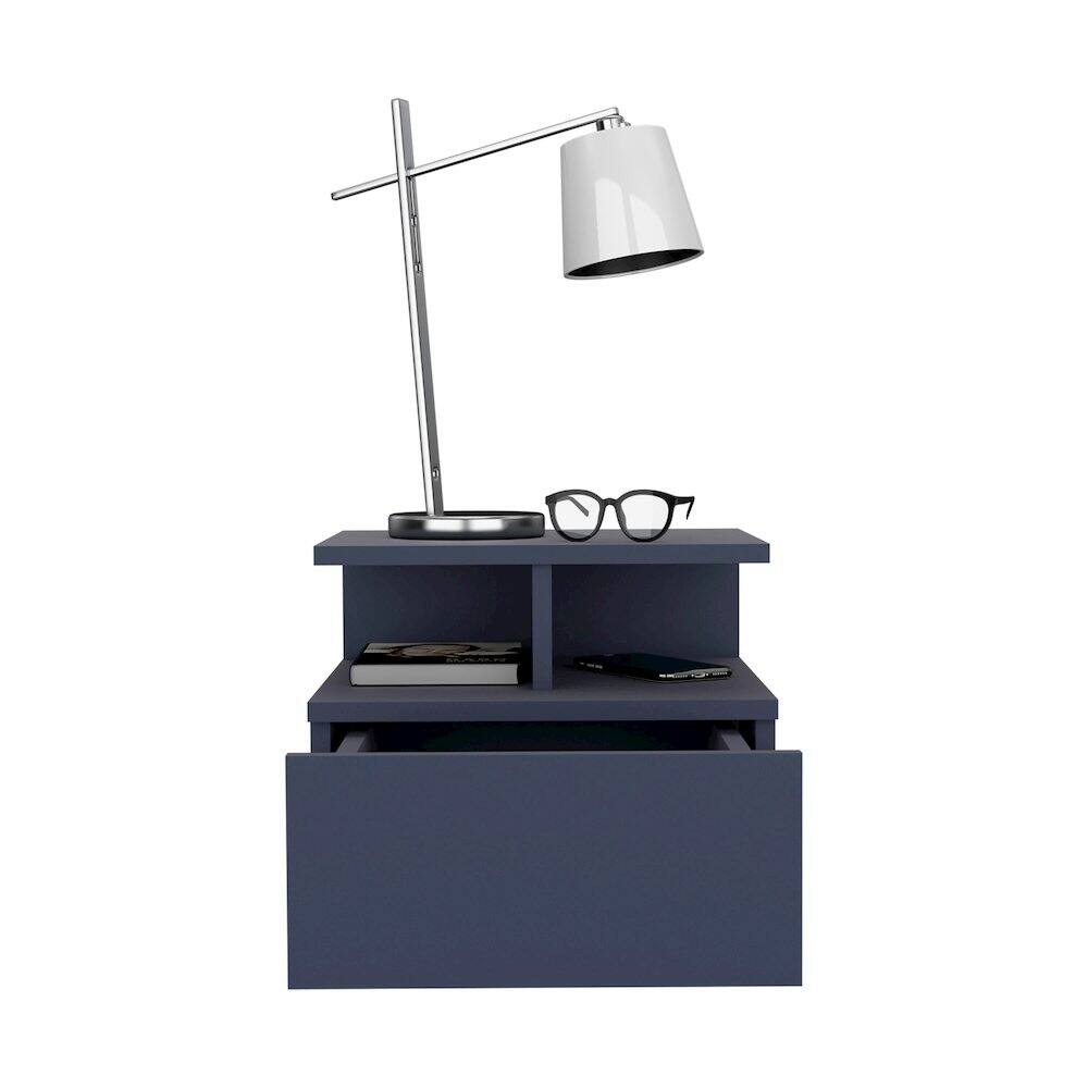 Alt View 1. TuHome - Floating Nightstand, With One Drawer And Two Small Below Shelves, White - Blue.