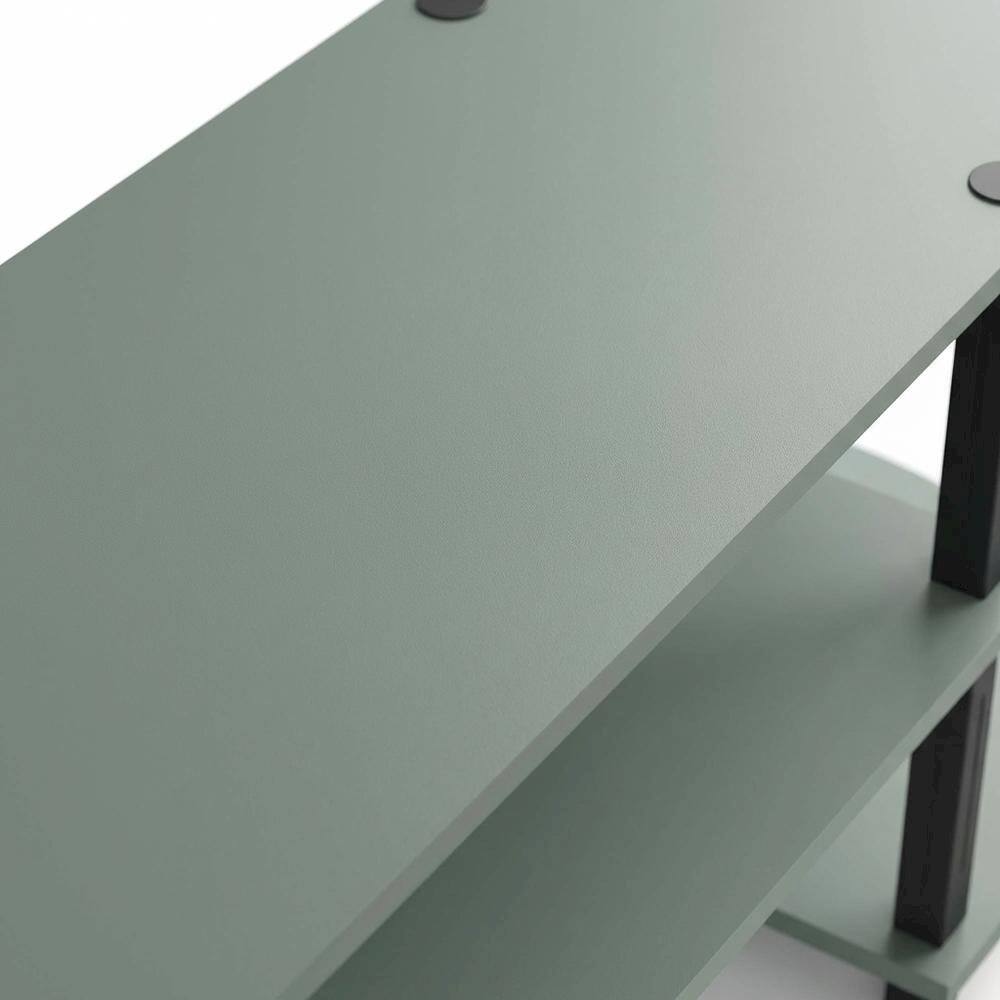 Alt View 4. FurniFact - Sage Green TV Stand, 55-Inch Flat Screen, Open Shelves, Rounded Corners - White.