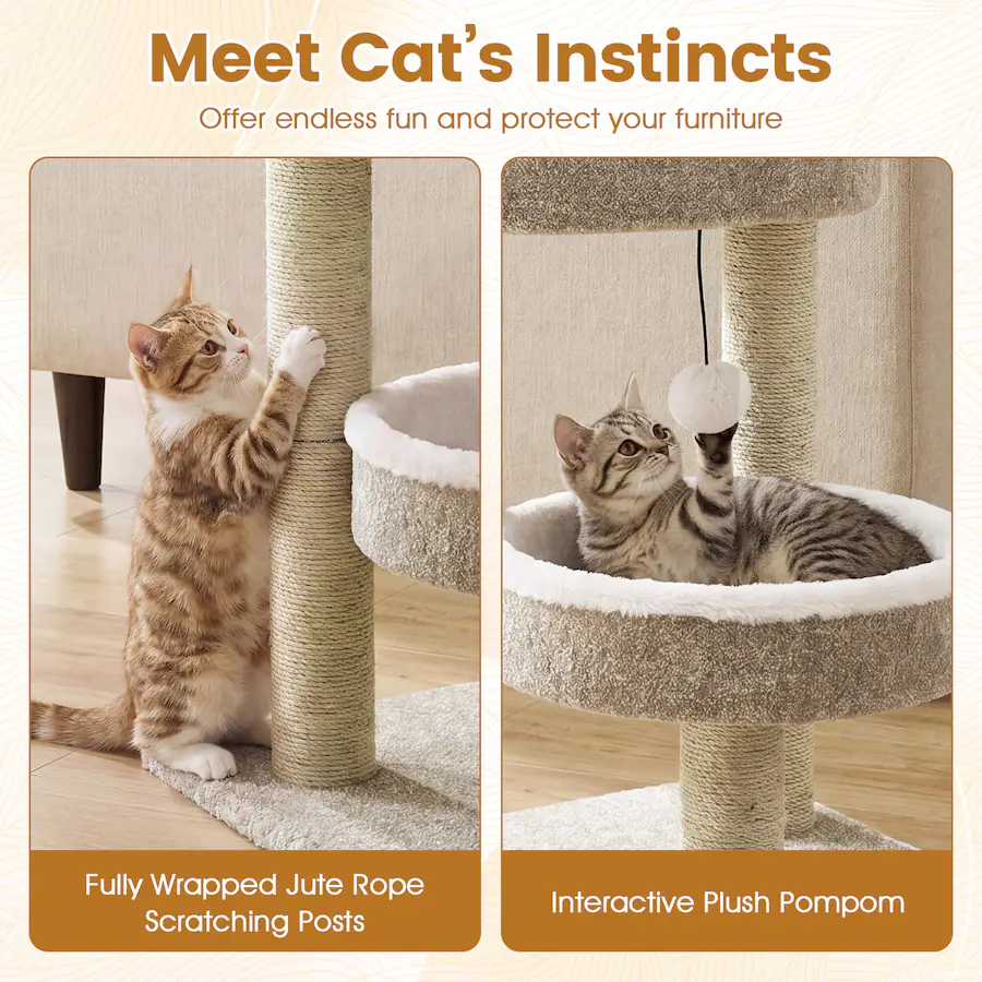 Static Tree Climbing Rope Gymax Carpeted Cat Tree 24'' Small Cat Tower w/2 Comfy Plush Perches ...