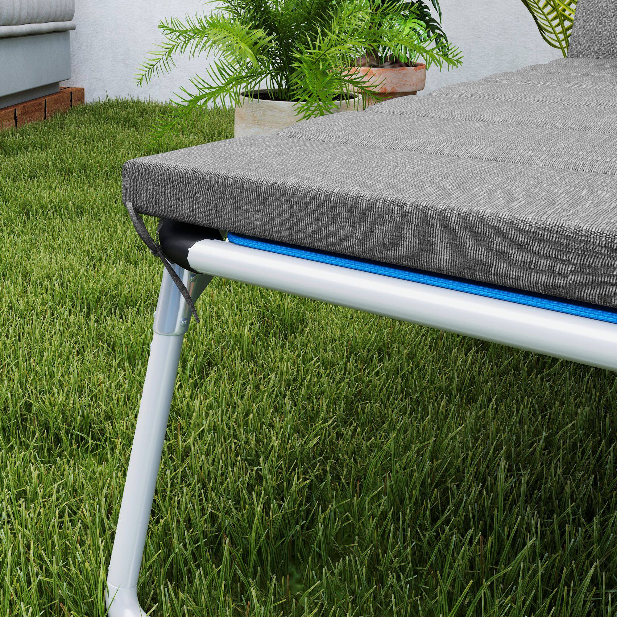 Alt View 8. Outsunny - Outdoor Lounge Chair Cushion Set of 2, 80" x 26" UPF50+ 230gsm Olefin and 25D High-Density Foam - Charcoal Gray.