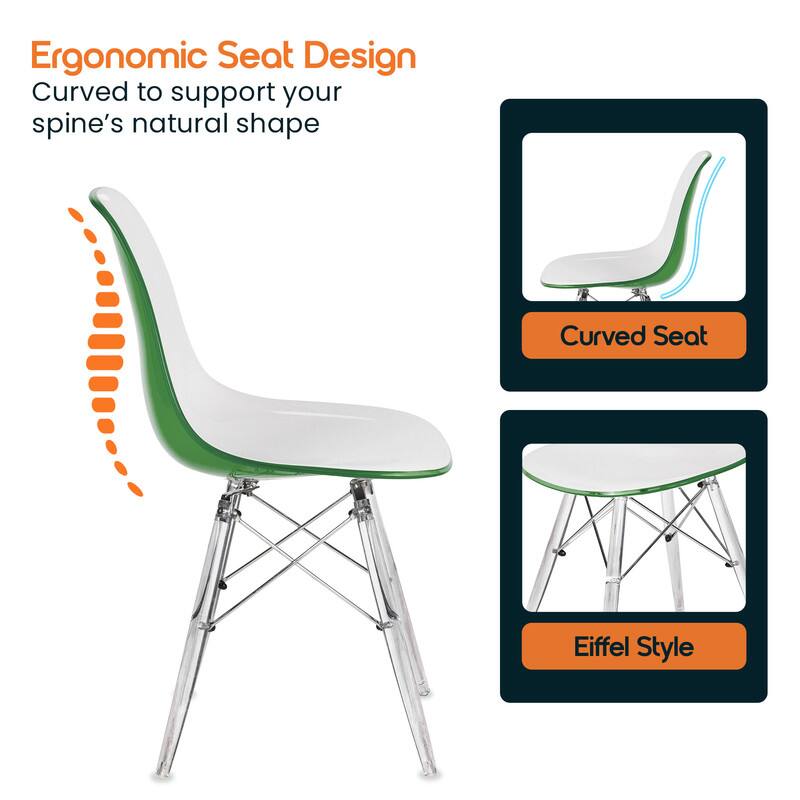 Ergonomic Seat Design  
Curved to support your spine's natural shape  

Curved Seat  
Eiffel Style