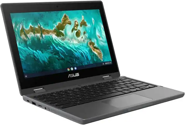 Front. ASUS - Asus Flip CR1100FKA-YZ182T 11.6" Touchscreen Rugged 2-in-1 Chromebook, Intel Celeron N5100, 8GB, 32GB, Dark Gray.