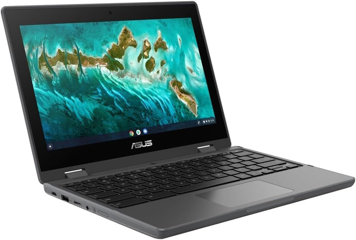 Front. ASUS - Asus Flip CR1100FKA-YZ182T 11.6" Touchscreen Rugged 2-in-1 Chromebook, Intel Celeron N5100, 8GB, 32GB, Dark Gray.