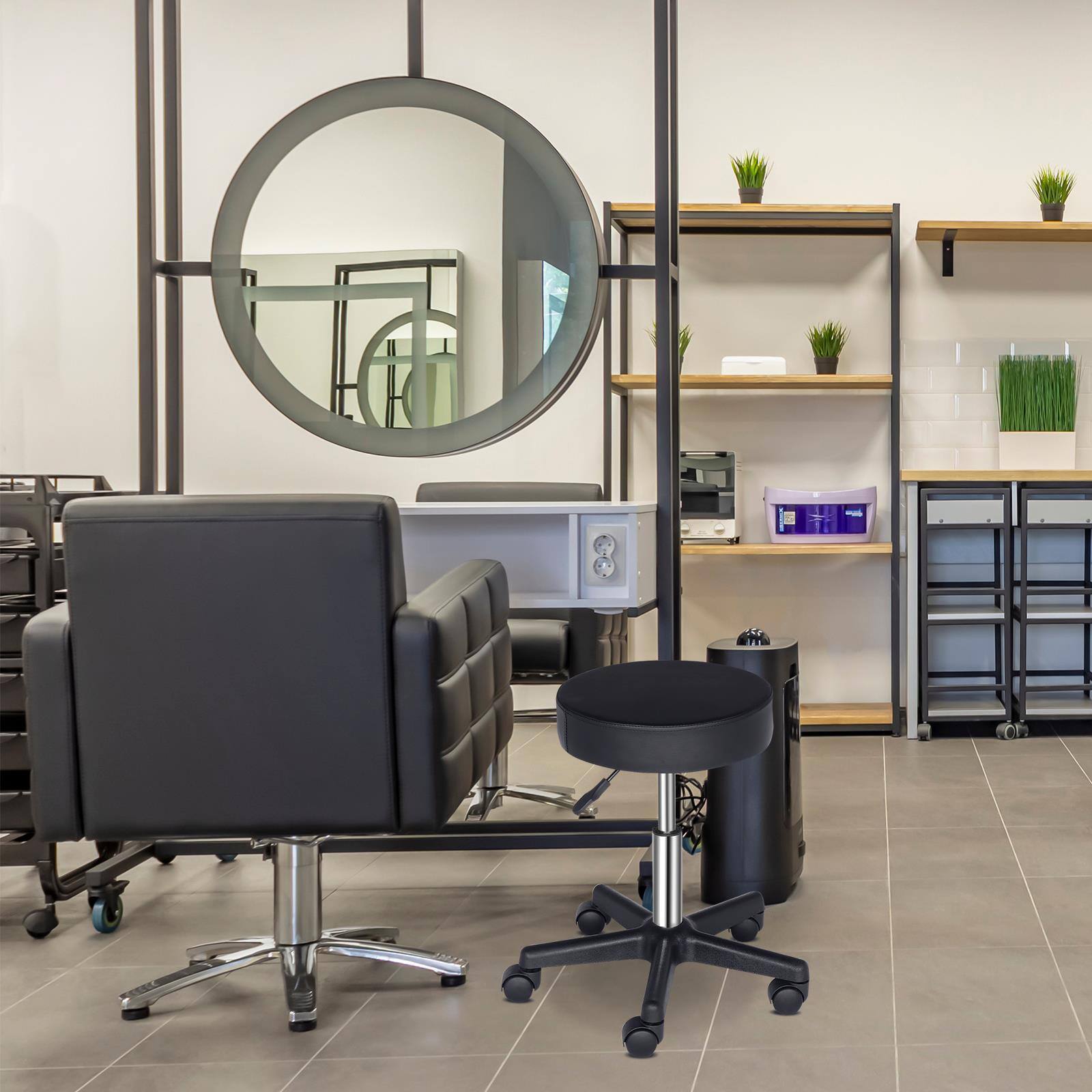 Alt View 2. Winado - Round Rolling Stool Chair Height Adjustable Swivel Work SPA Medical Salon Stool with PU Leather and Height Adjustable - Black.