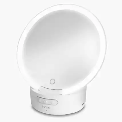 Front. iHome - iHome Portable Makeup Mirror with Bluetooth Speaker (iCVBT9) - White.