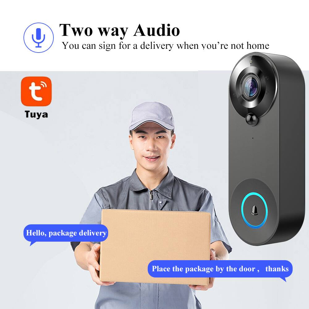 Two way Audio  
You can sign for a delivery when you're not home  

Hello, package delivery  
Place the package by the door, thanks