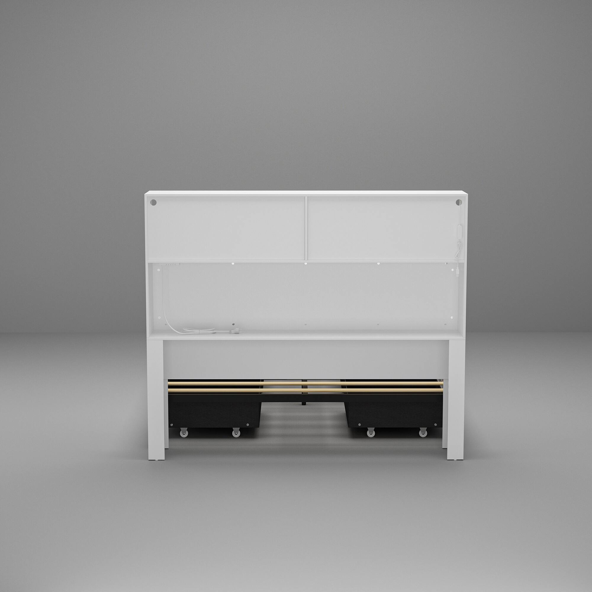 Back. Famapy - Famapy Multifunctional Storage Bed Frame - USB Ports, LED Lighting, Rolling Drawers - White.