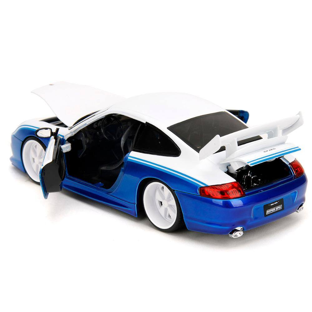 Back. Jada - Porsche 911 GT3 RS (996) #845 White and Blue Metallic "Toyo Tires" "Hyper-Spec" Series 1/24 - White and Blue Metallic.