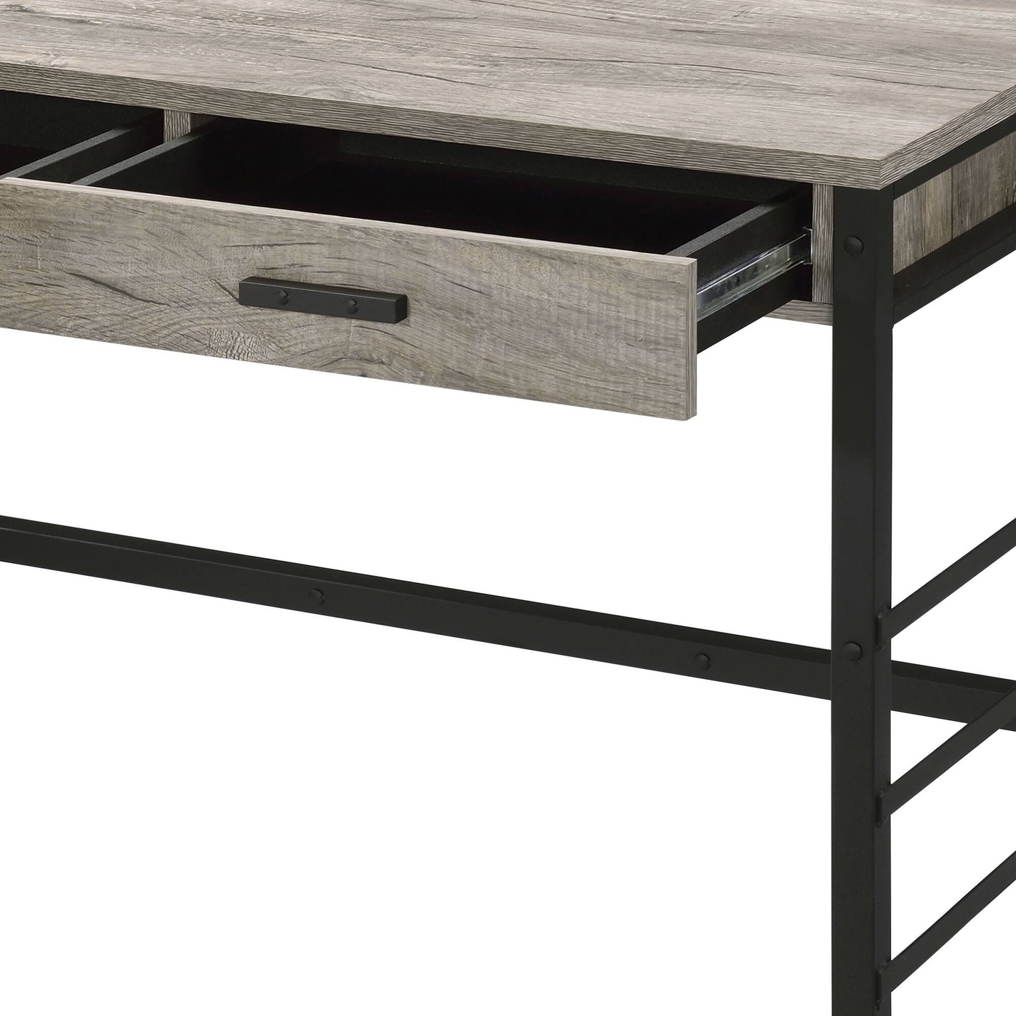 Alt View 5. GOODSILO - Modern Light Weathered Oak Writing Desk with USB Charging Ports and Storage Drawers for Home Office - Oak.