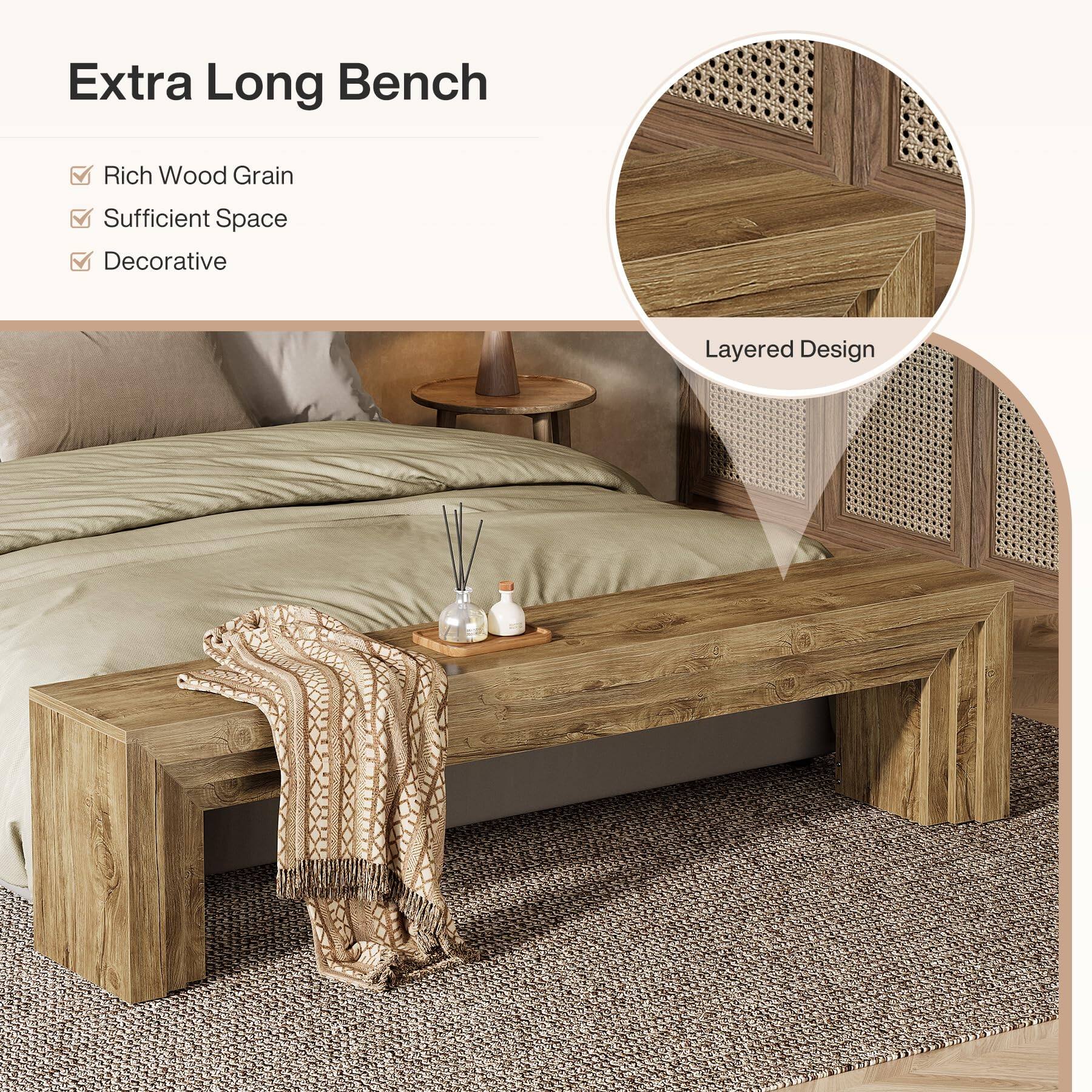 Extra Long Bench

- Rich Wood Grain
- Sufficient Space
- Decorative

Layered Design