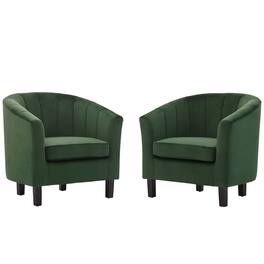 Prospect Channel Tufted Performance Velvet Armchair Set of 2 by Modway - Green
