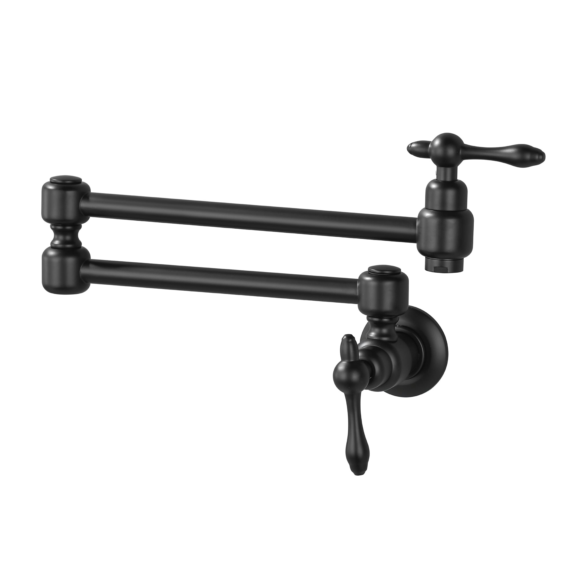 Angle. Boyel Living - Matte Black Wall Mounted Double Handle Pot Filler 1.8 GPM with Ceramic Cartridge and Mounting Hardware - Matte Black.