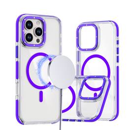 Dteck - Mag Safe Clear Case for Apple iPhone 16 Pro Max, Shockproof Hard PC Back Slim Bumper Wireless Charging Cover - Purple