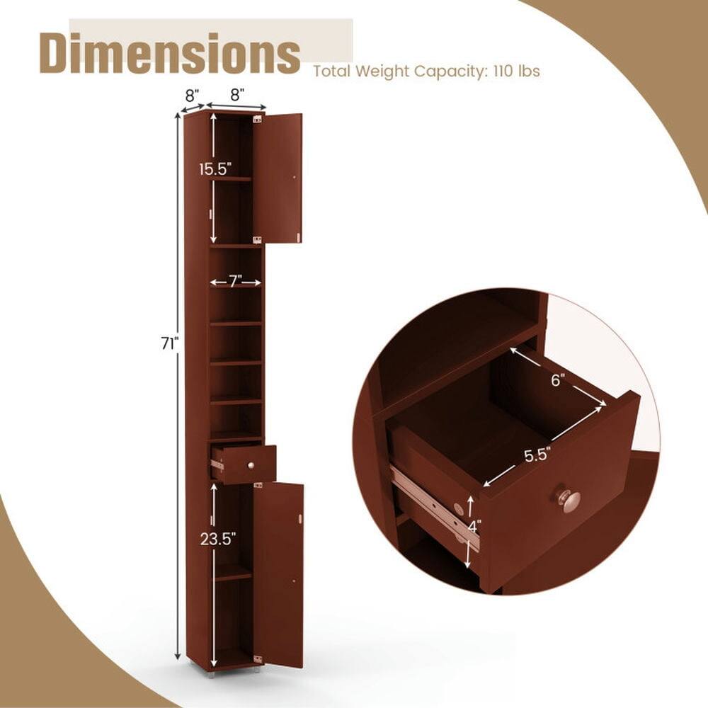 Dimensions  
Total Weight Capacity: 110 lbs  
8" x 8" x 15.5" x 7" x 71" x 6" x 5.5" x 23.5" x 4"