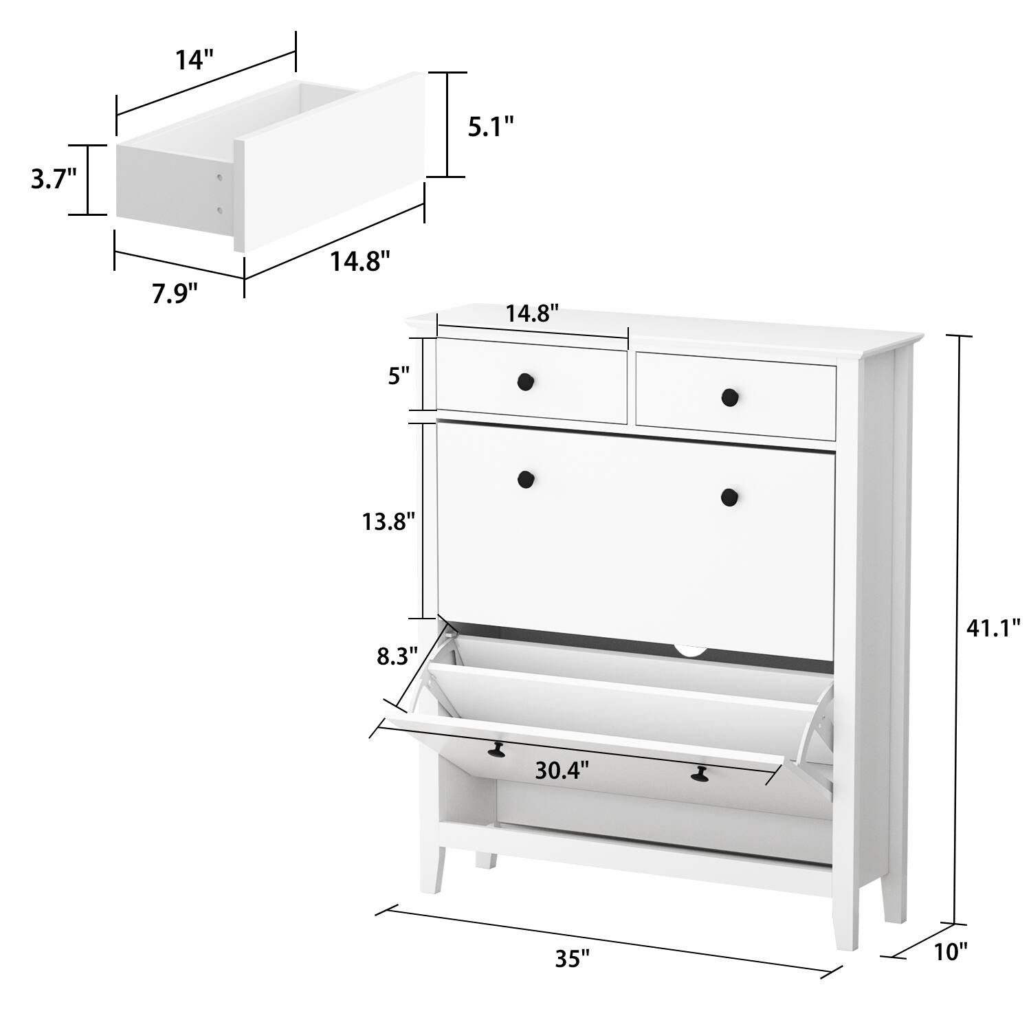 14"  
5.1"  
3.7"  
7.9"  
14.8"  
14.8"  
5"  
13.8"  
8.3"  
41.1"  
30.4"  
35"  
10"