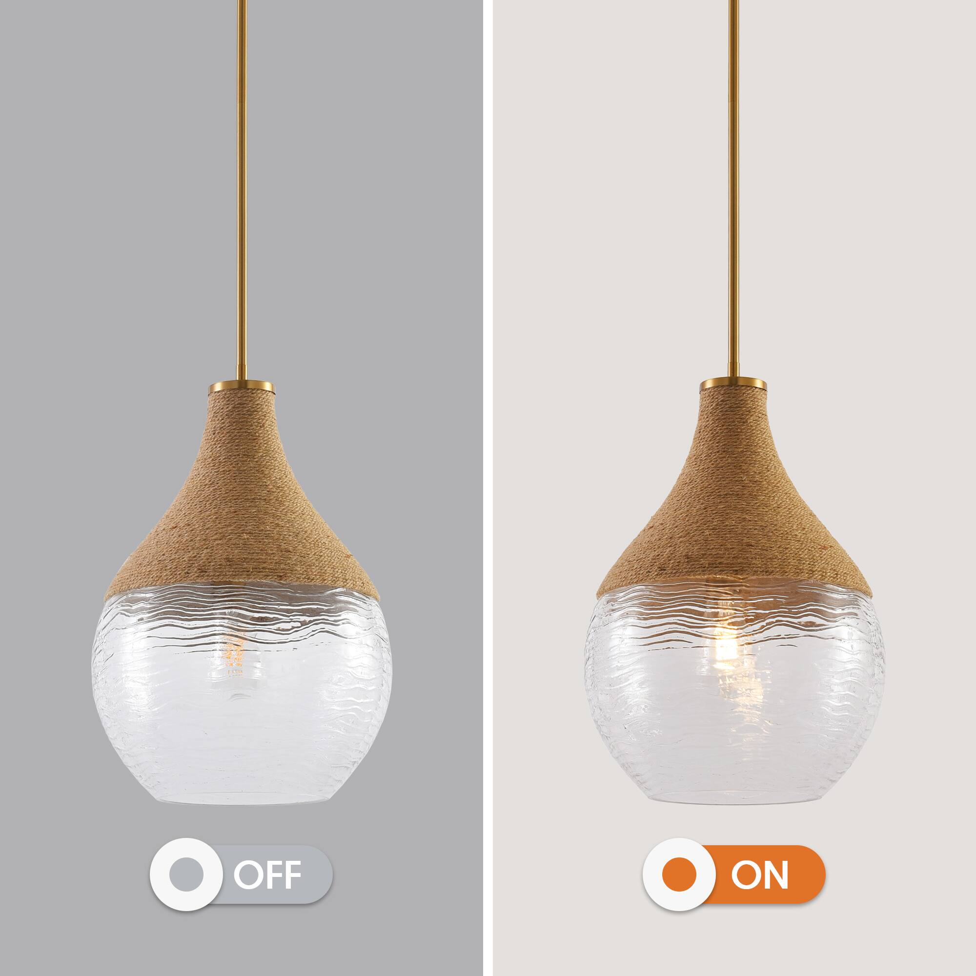 Alt View 4. Parrot Uncle - 1-Light Natural Modern Brass Hand-Woven Hemp Rope Hanging Lamp Pendant Light - Brass.