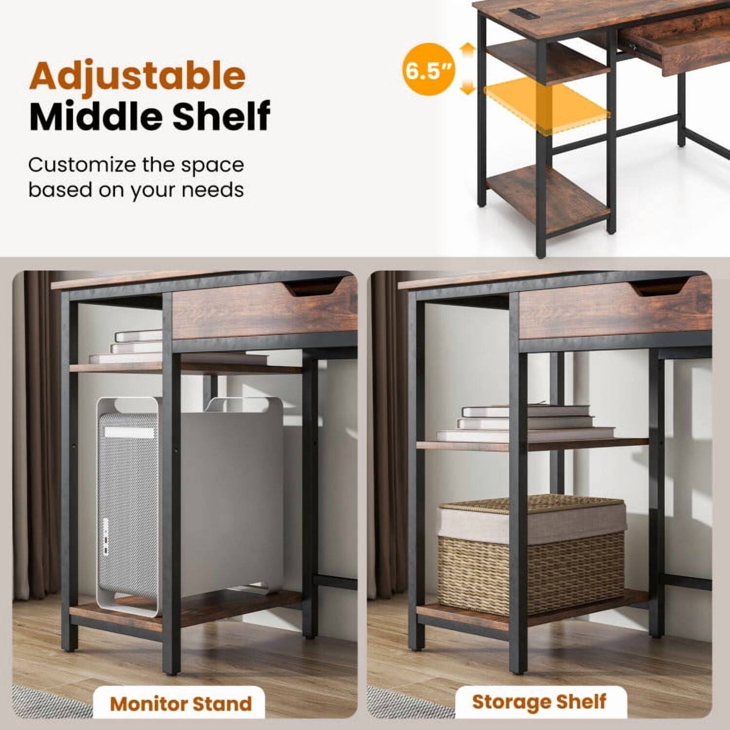 Adjustable Middle Shelf  
6.5"  
Customize the space based on your needs  

Monitor Stand  
Storage Shelf