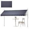 VEVOR - Manual Retractable Awning, 157" Outdoor Retractable Patio Awning Sunshade Shelter, Height Adjustable Patio Door Window - Dark Gray