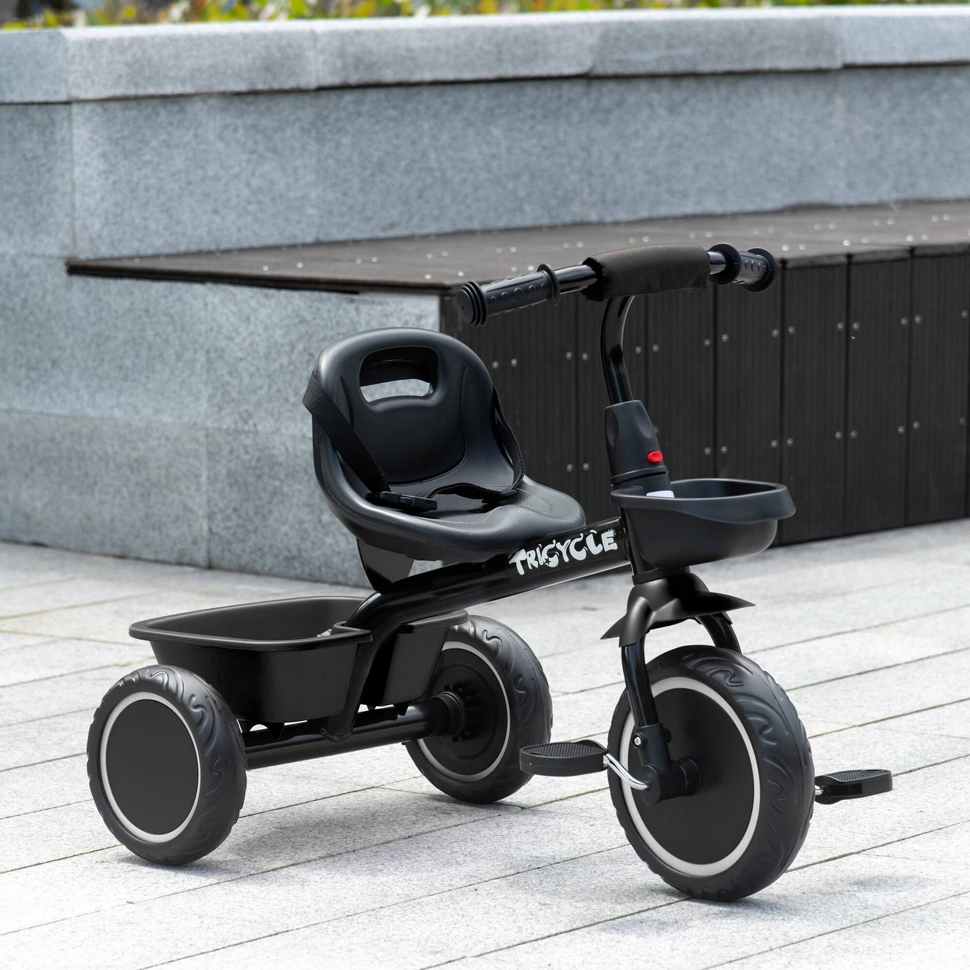 Alt View 7. Ecooso - Kids Tricycle Ride-On Toy Car, Adjustable Seat and Basket, Ideal for Ages 2–5 Years - Black.