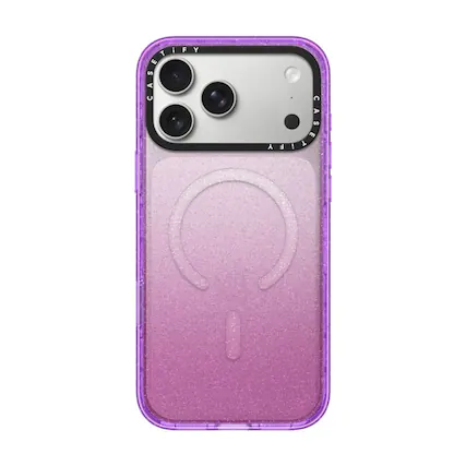 Front. CASETiFY - Apple iPhone 17 Pro Max Impact Case - Purple Glitter.