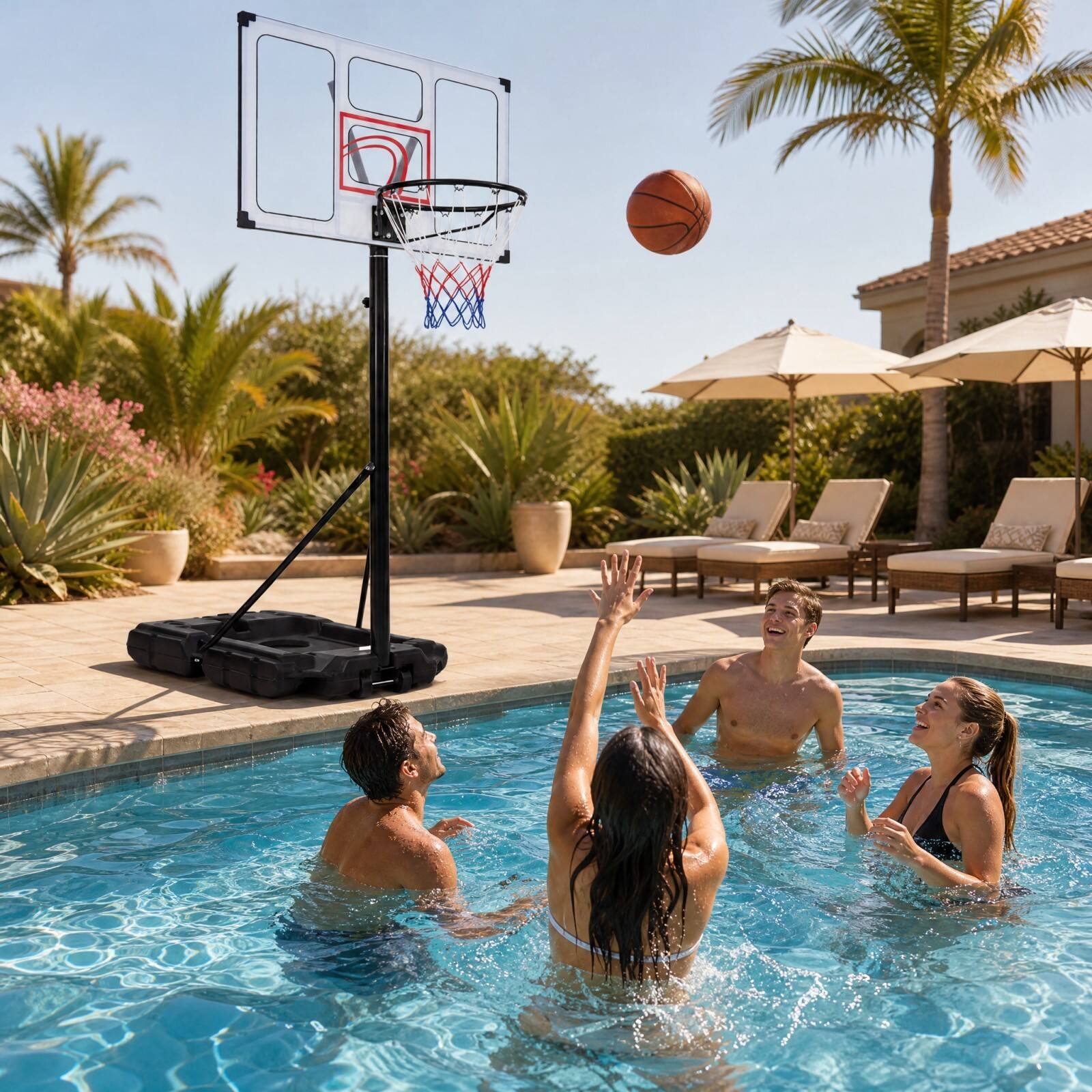 Alt View 4. Costway - Costway Portable Basketball Hoop 4.1-10 FT Adjustable Goal with Wheels for Kids Youth Adults - Black.