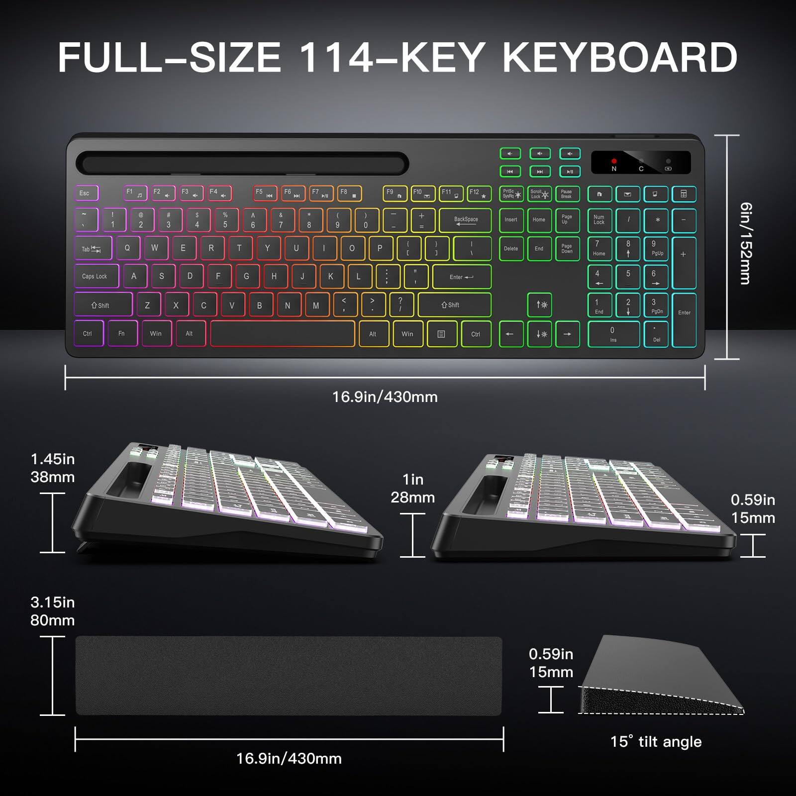 HM 1810 Wireless With 7 Colors 4 Modes Rgb Backlit Wrist Rest Phone ...