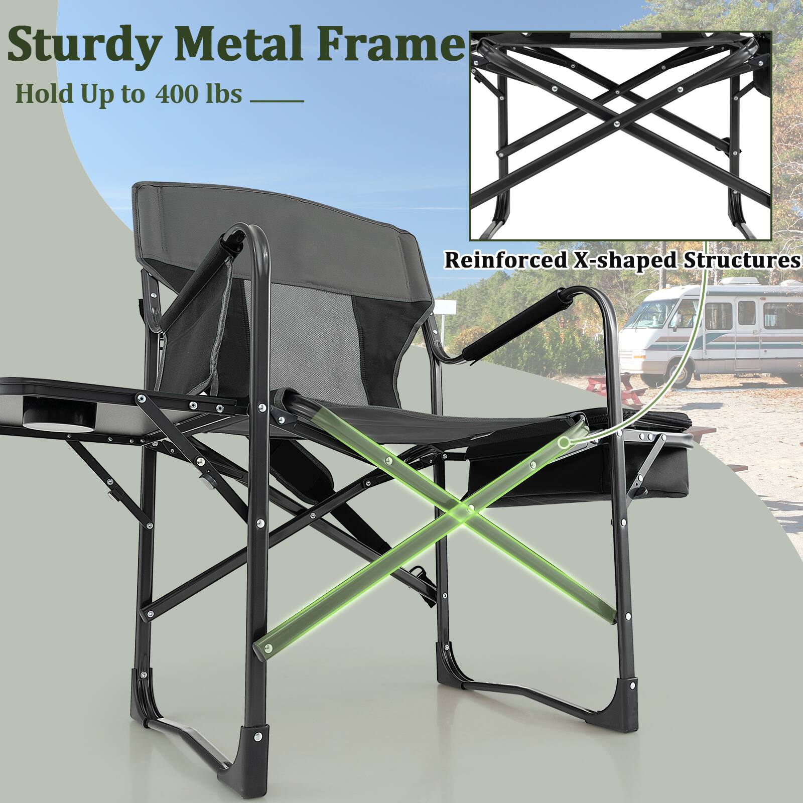 Sturdy Metal Frame: Hold Up to 400 lbs, Reinforced X-shaped Structures