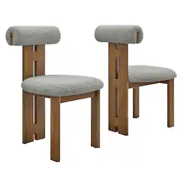 Torian Boucle Fabric Dining Chair Set of 2 by Modway - Gray