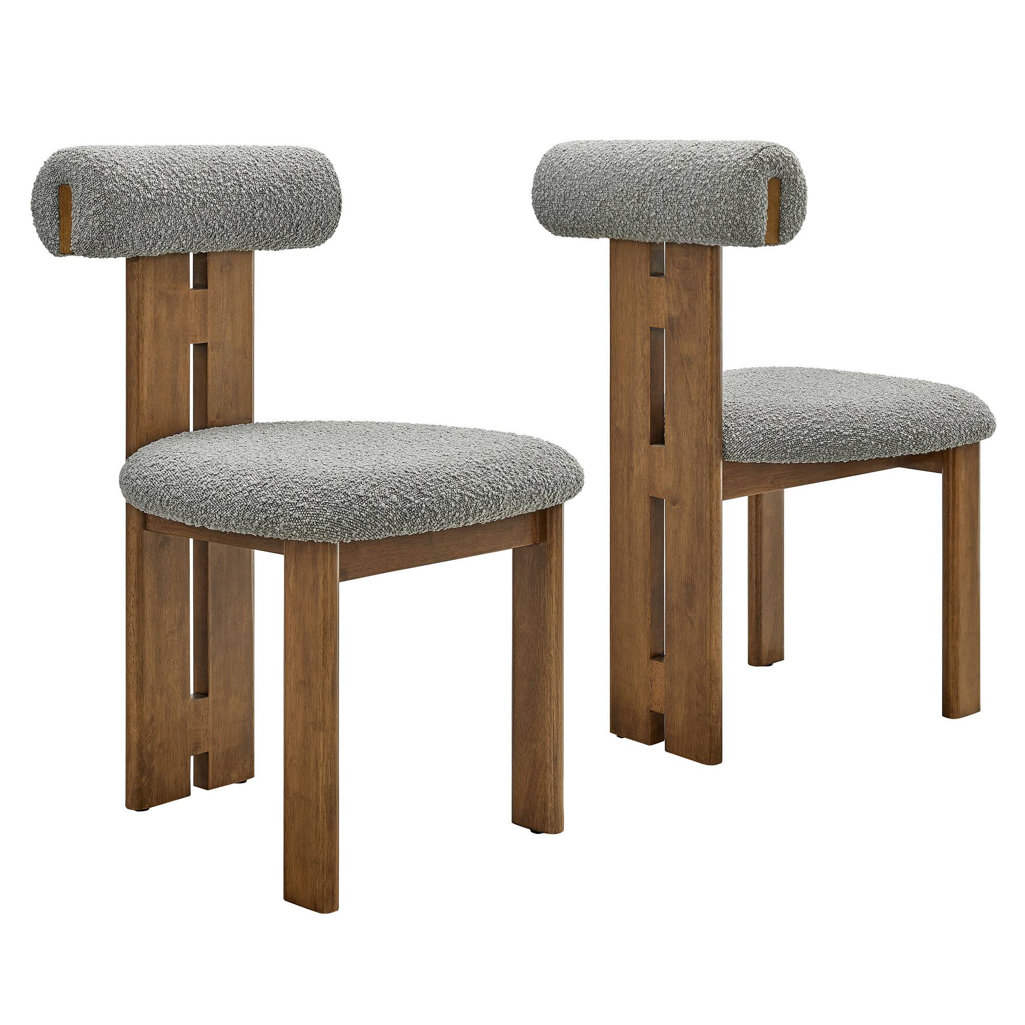 Front. Modway - Torian Boucle Fabric Dining Chair Set of 2 by Modway - Gray.