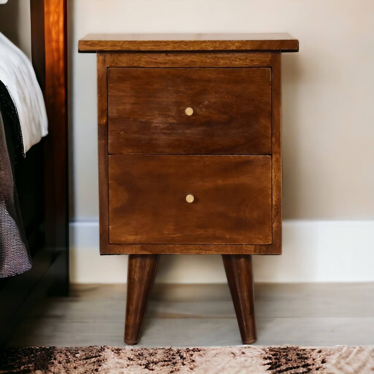 Alt View 6. Artisan Furniture - Artisan Furniture Solid Wood Chestnut Nightstand, 2 Drawers, Brown - Chestnut.