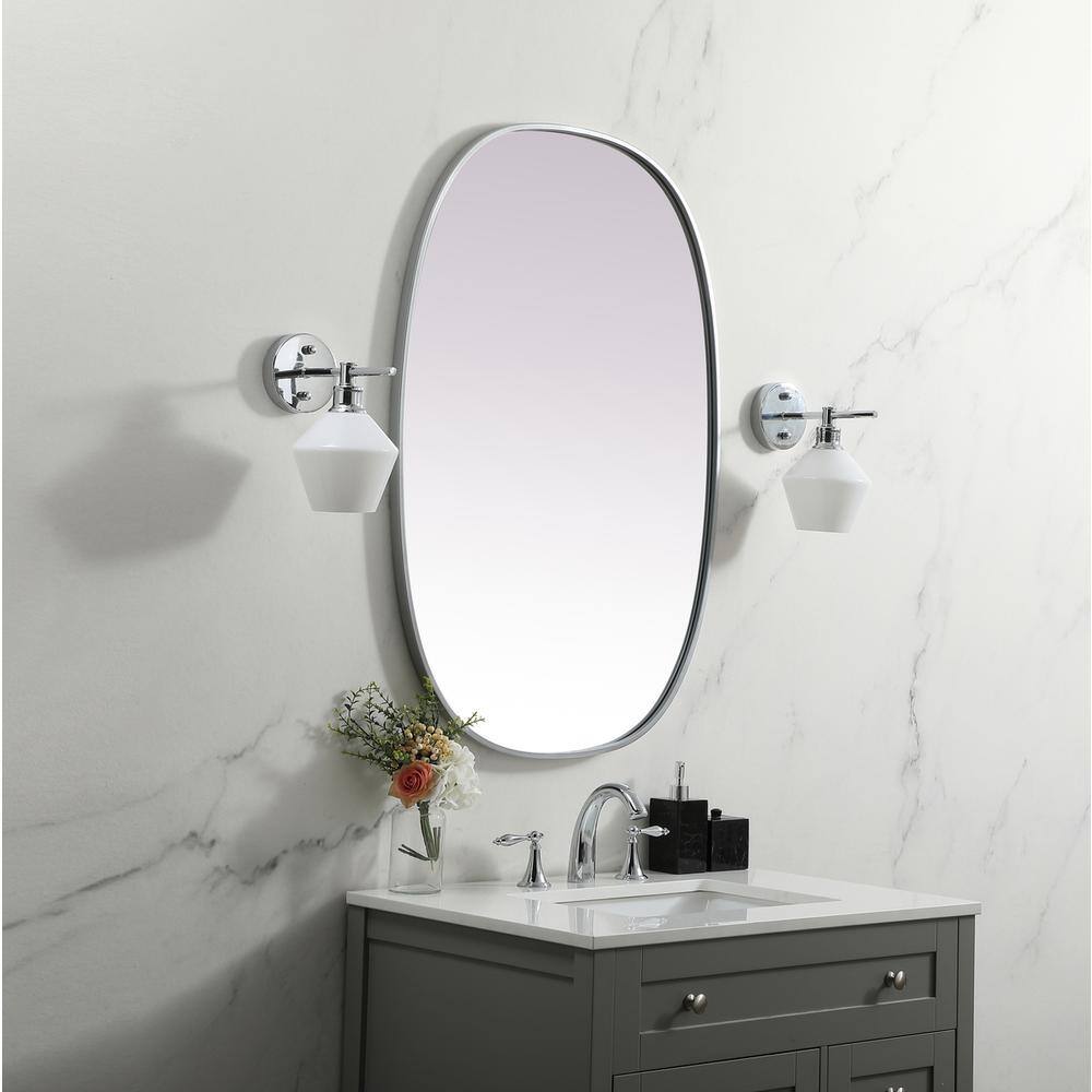 Alt View 6. Elegant Decor - Metal Frame Oval Mirror 27x40 Inch in Silver - Silver.