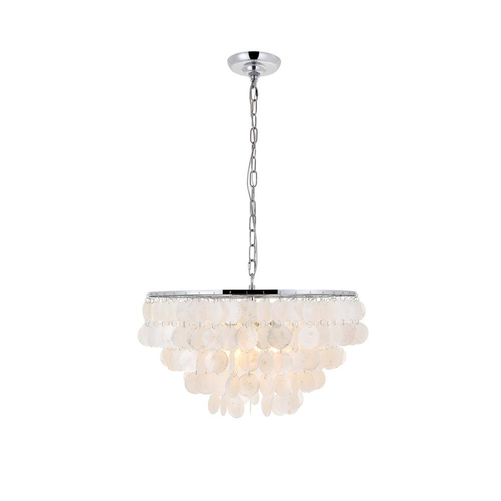 Alt View 4. Living District - Selene 4 light Chrome Pendant - Chrome And White.