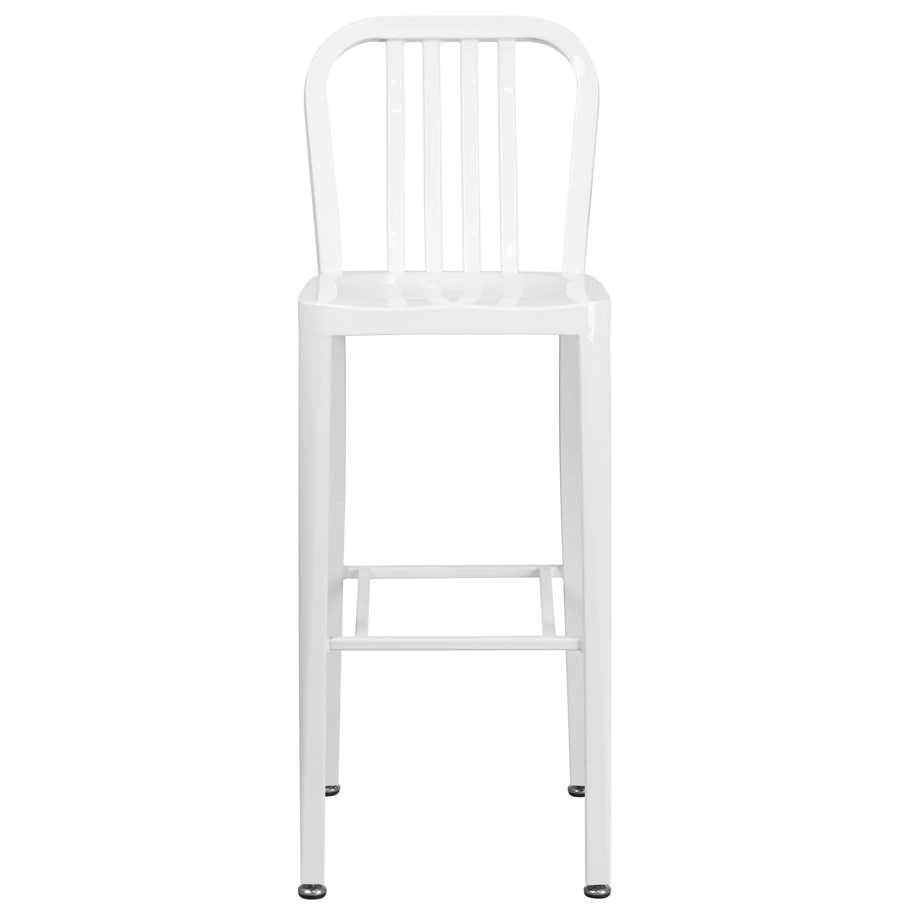 Alt View 7. Emma + Oliver - Commercial Grade 30"H Colorful Metal Indoor-Outdoor Vertical Slat Back Barstool - White.