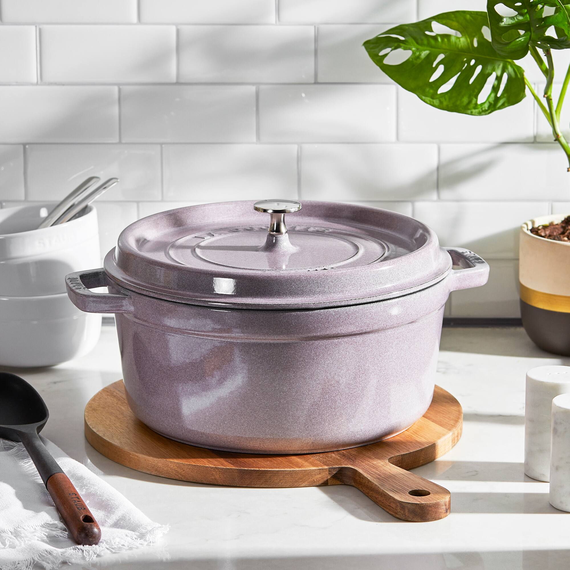 Alt View 1. Staub - STAUB Cast Iron 5.5-qt Round Cocotte - Lilac - Lilac.
