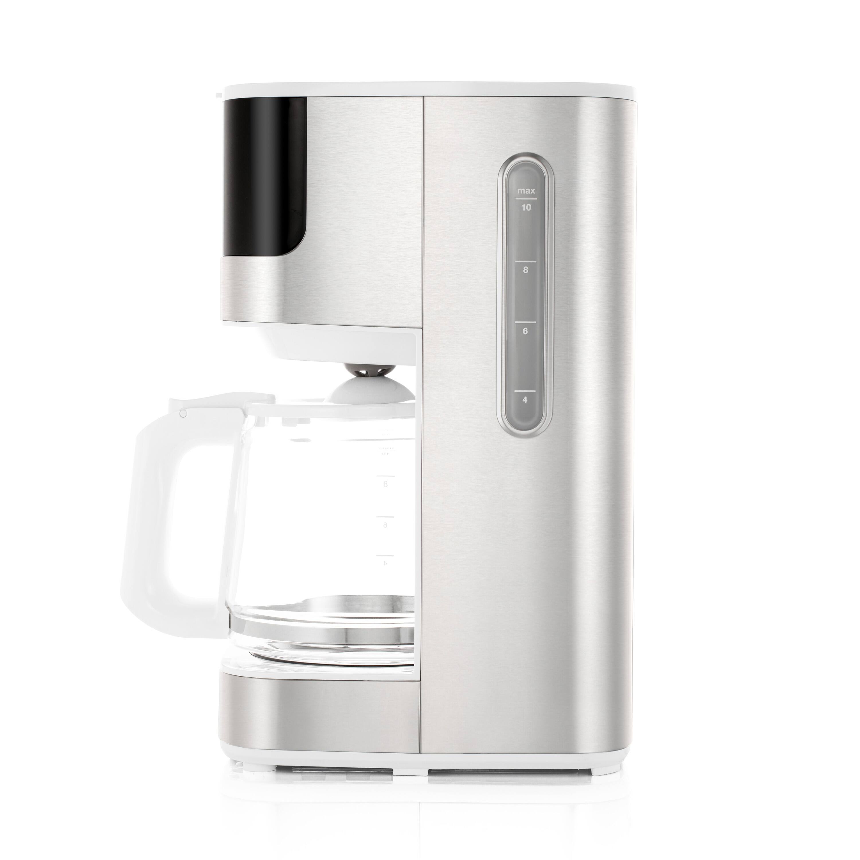 Left. Melitta - Aroma Tocco 10-Cup Drip Coffee Maker with Glass Carafe and Touch Control Display - White.