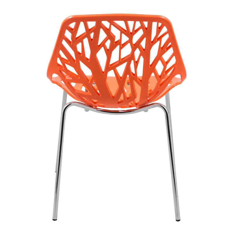 Alt View 1. LeisureMod - Asbury Stackable Modern Dining Chair with Cut Out Design and Chrome Legs Side Chair for Home Living Room - Orange.