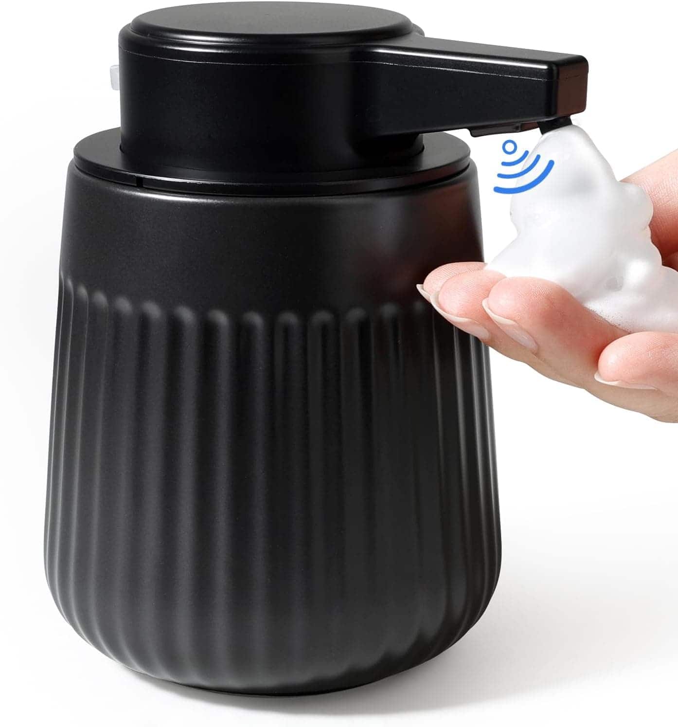 FINEAK - 10oz Adjustable Ceramic Foam Soap Dispenser Touchless - Black