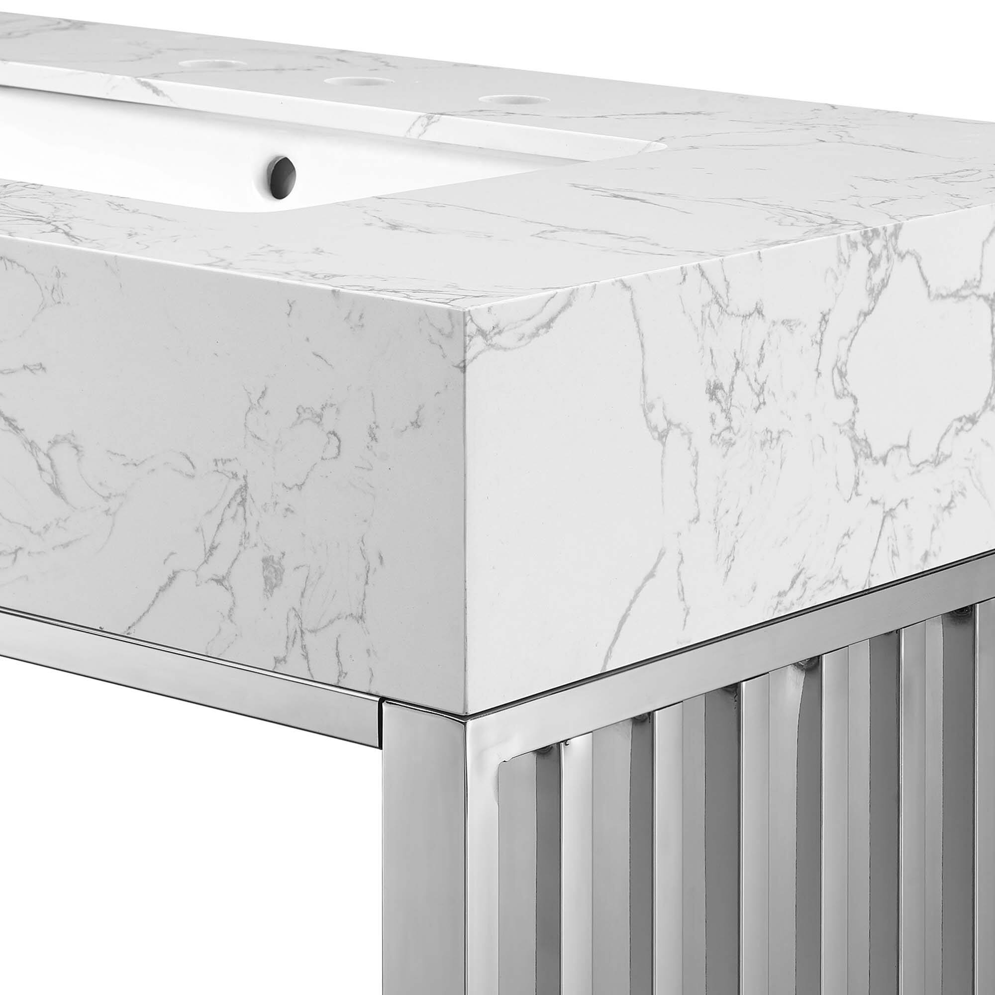 Alt View 4. Modway - Gridiron Bathroom Vanity Basin Included by Modway - White Silver.