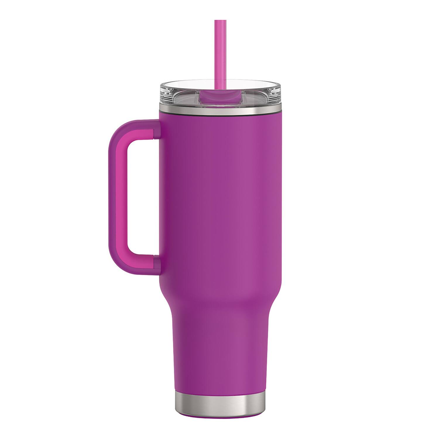 Left. Thermos - Thermos 40 oz Stainless Steel Cup Holder Mug w/ Straw - Plum - Plum.