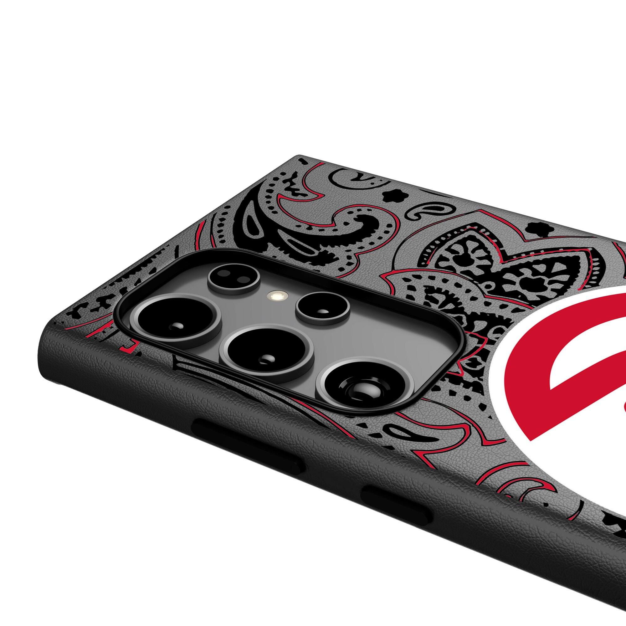 Alt View 3. Keyscaper - Atlanta Hawks Paisley Galaxy Magnetic Bump Case - S24 Ultra - Black.