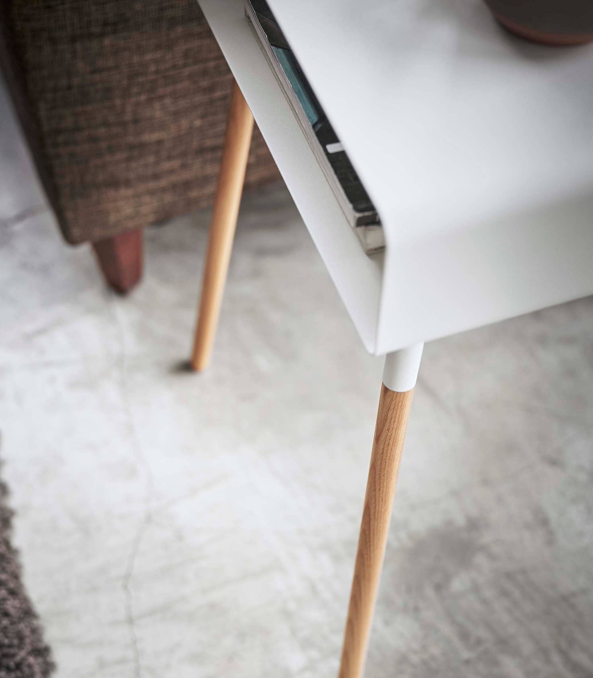 Alt View 1. Yamazaki Home - Storage Table - Tall (23" H)  - Steel + Wood - White.