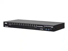 Aten Technology - 16-Port USB 3.0 4K HDMI KVM Switch with Rack Mounting Kit - Black