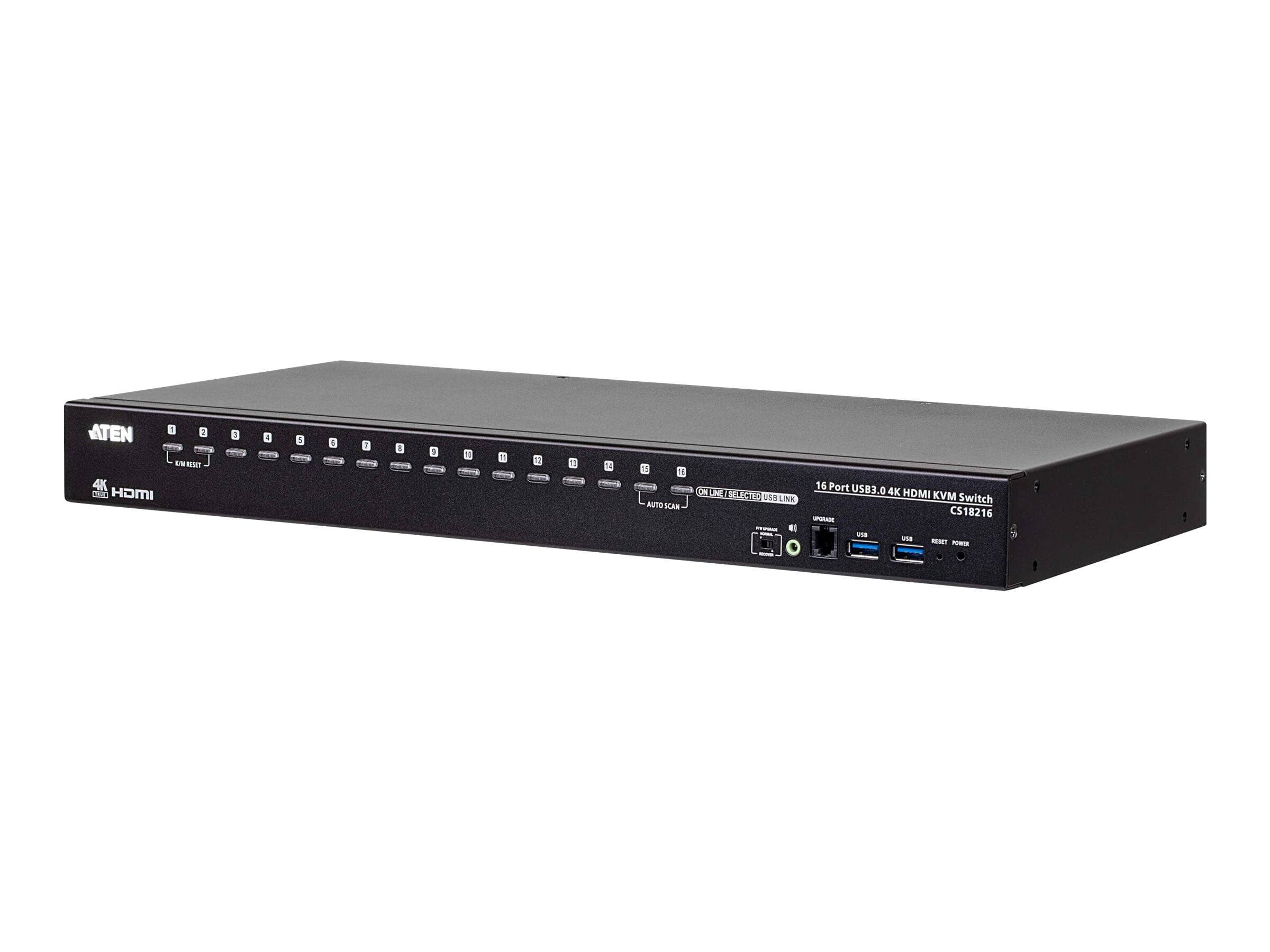 ATEN 4K COLORIES HDMI  
2 UV RELET  
4  
5  
5  
7  
8  
.  
M  
1  
12  
10  
15 AUTO SCAN  
ON UNE SEU CRO USB LINK  
16 Port USB3.0 4K HDMI KVM Switch CS18216 UPGRADE USE USA RESIT POWITE