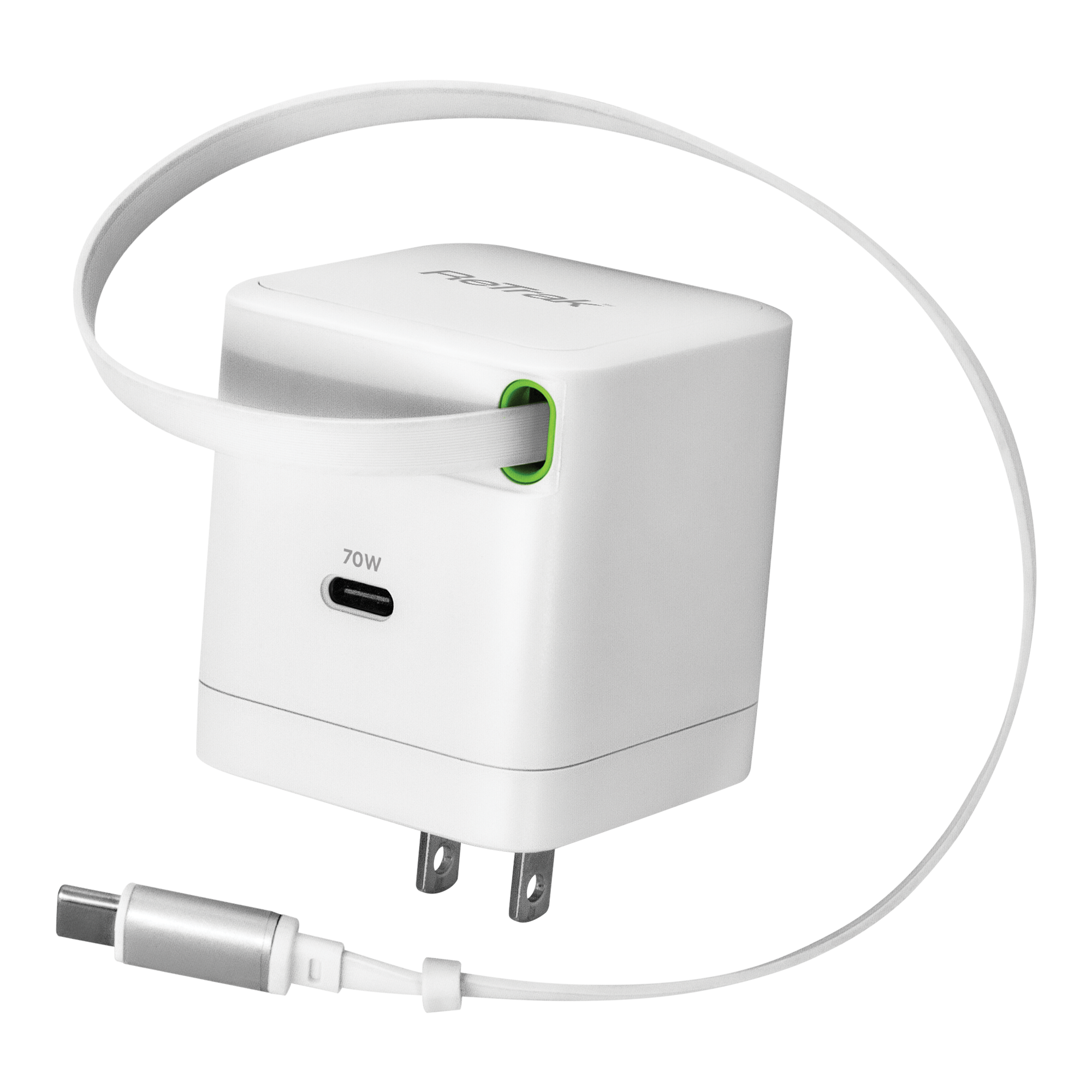 Front. ReTrak - 70W USB-C Wall Charger - White.