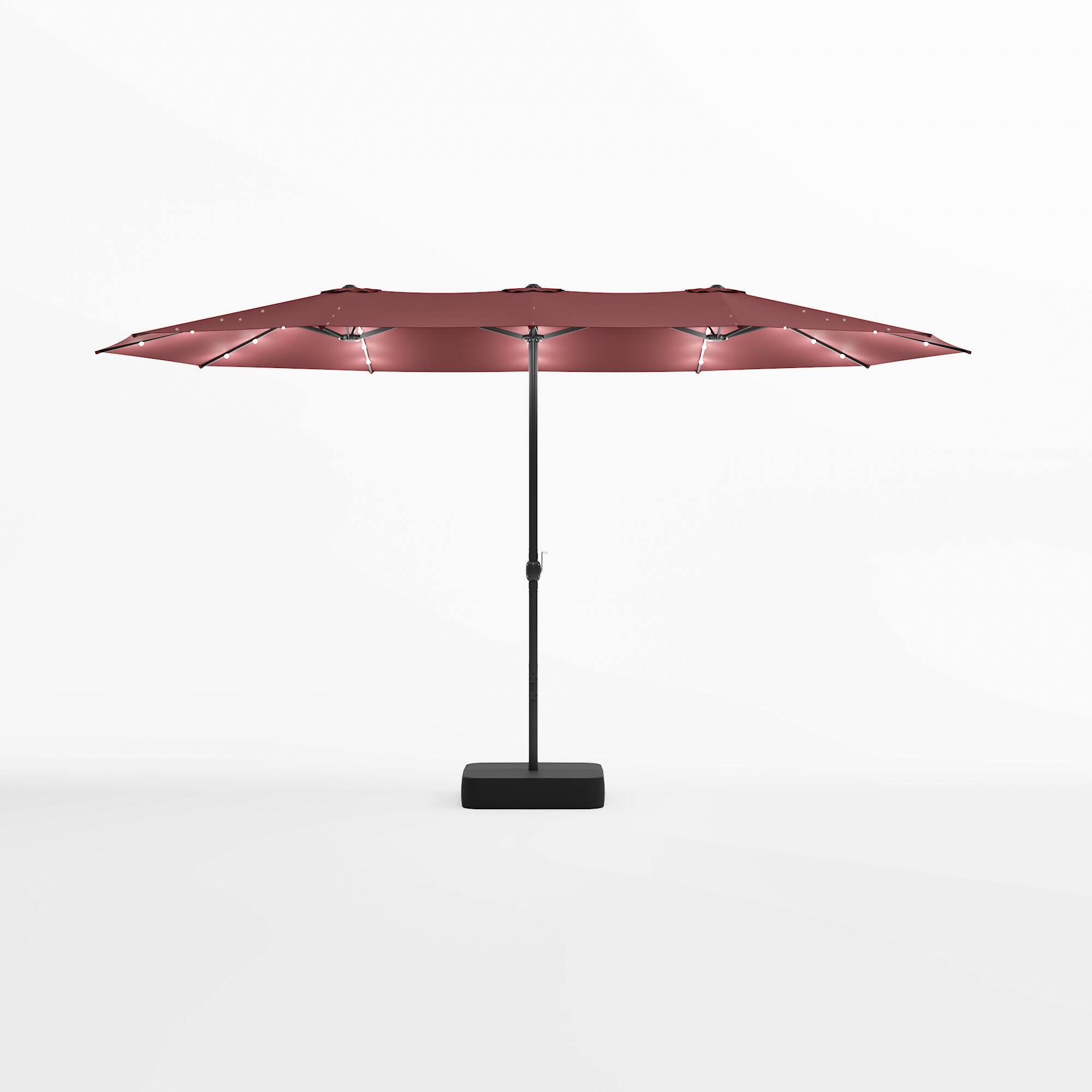Alt View 9. Famapy - Large Rectangular Outdoor Patio Umbrella with Integrated Edge LED Lights Day-to-Night Shade Multiple Colors - Burgundy.