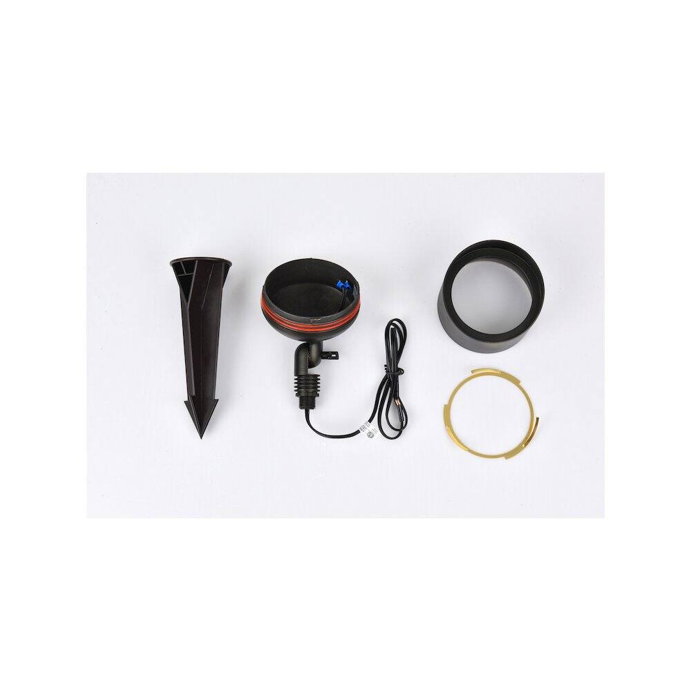 Back. Elitco Lighting - Outdoor 12V Cast Brass Wide Spot Light, 4.75 inch x 8 inch - Dark Bronze.