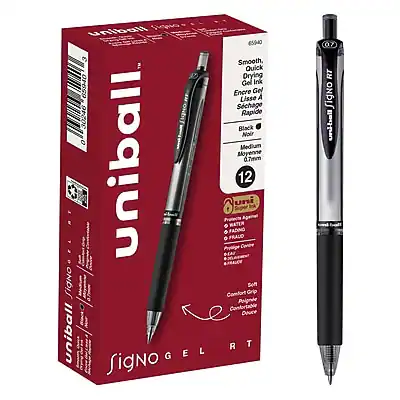 uni-ball - Signo RT Gel Pens, Medium Point, 0.7mm, Dozen - Black Ink