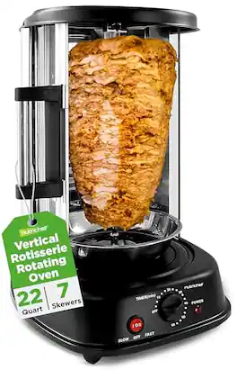 NutriChef - Vertical Rotating Turkey & Shawarma Oven - Rotisserie, Shawarma, & Kebab Machine - Stainless Steel - black/grey